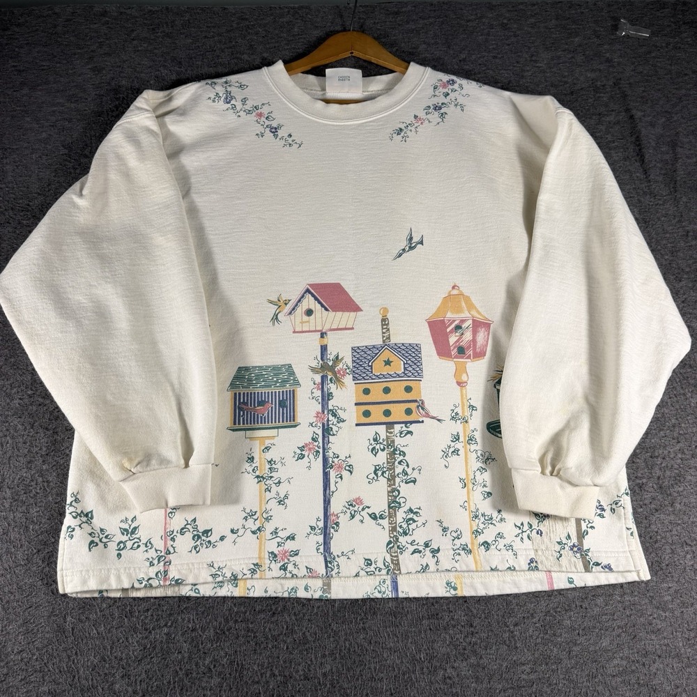 Women's Northern Reflections Bird House Garden Core Cottage Core Sweatshirt XL?
